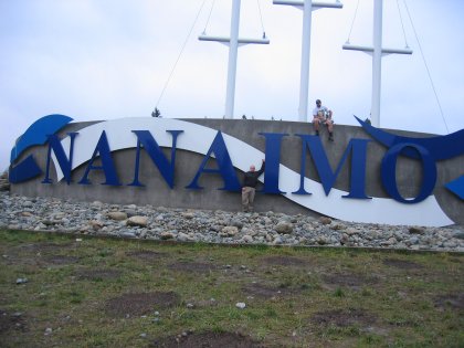 Me and Blair in front of the Nanaimo sign