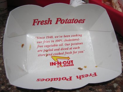 Fry Box from an In-And-Out restaurant