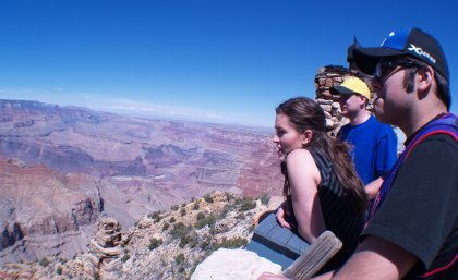 Mark, Christy, and Blair surveying the Grand Canyon, Arizona
