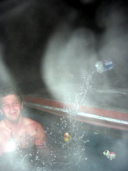 Pepsi shooting out of the hot tub