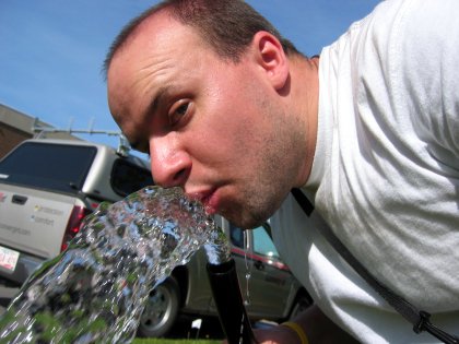 Me drinking water from the hose