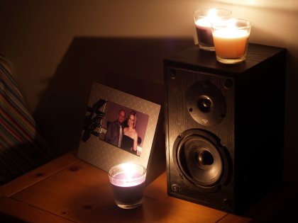 My end table, by candlelight
