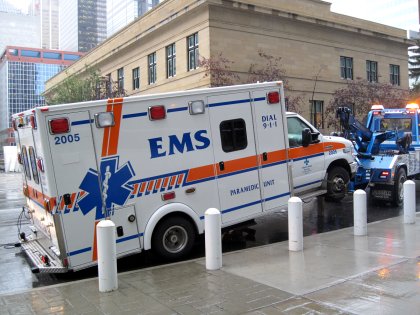 Ambulance gets towed
