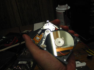 The inside of my old hard drive, the one that crashed
