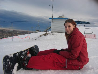 Kerri takes a break atop the hillside at Canada Olympic Park