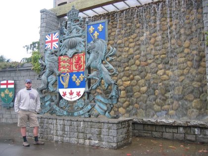 Blair in front of
the BC Coat of Arms