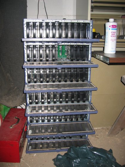 Seven Clariion Disk Array Enclosures, most with 10 drives in each.