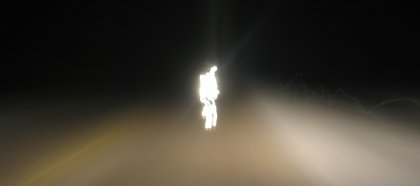 Light man in the middle of the highway