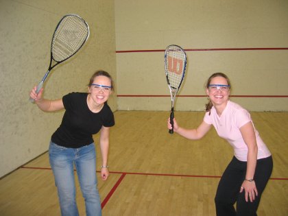 Jolene and Nadine with Squash rackets